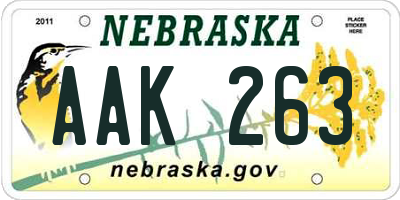 NE license plate AAK263