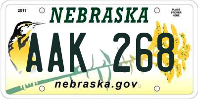 NE license plate AAK268