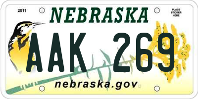 NE license plate AAK269