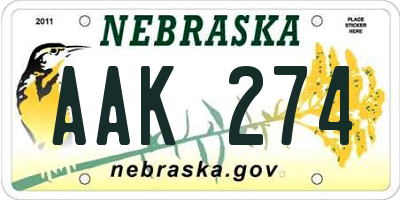 NE license plate AAK274