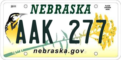 NE license plate AAK277