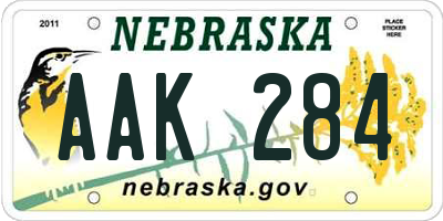 NE license plate AAK284