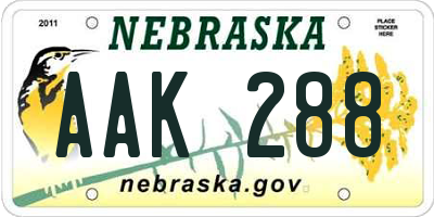 NE license plate AAK288