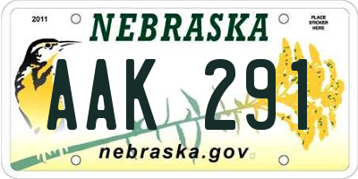NE license plate AAK291