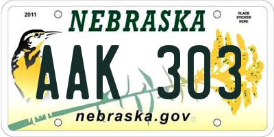 NE license plate AAK303