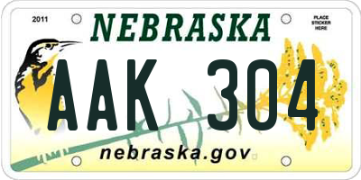 NE license plate AAK304