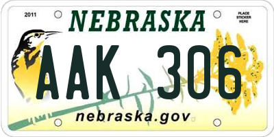 NE license plate AAK306