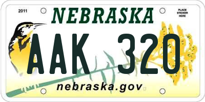 NE license plate AAK320