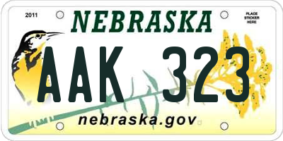 NE license plate AAK323