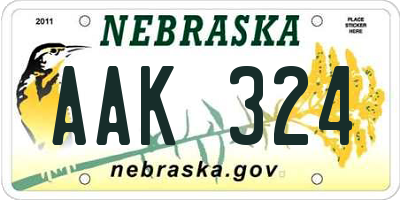 NE license plate AAK324