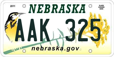 NE license plate AAK325