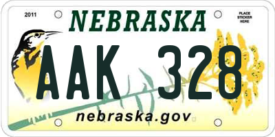 NE license plate AAK328