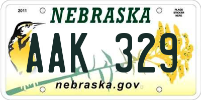 NE license plate AAK329
