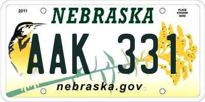 NE license plate AAK331