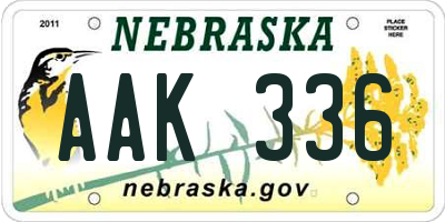 NE license plate AAK336