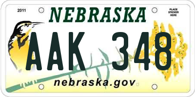 NE license plate AAK348