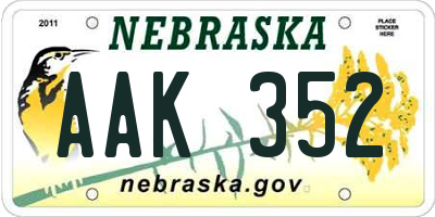 NE license plate AAK352