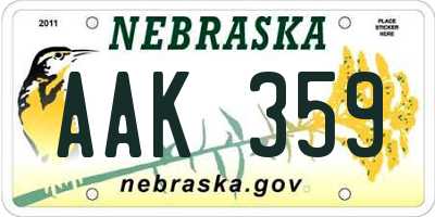 NE license plate AAK359