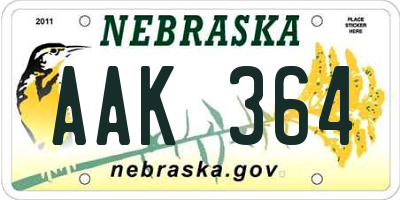 NE license plate AAK364