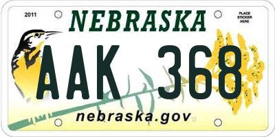 NE license plate AAK368