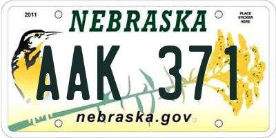 NE license plate AAK371