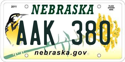 NE license plate AAK380
