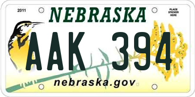 NE license plate AAK394