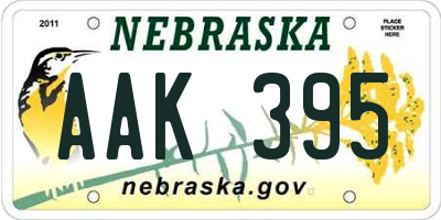 NE license plate AAK395