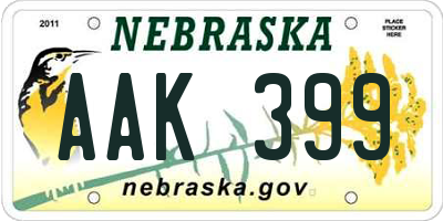 NE license plate AAK399