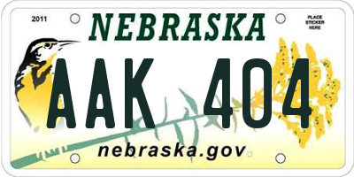 NE license plate AAK404