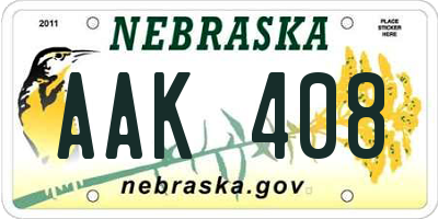 NE license plate AAK408