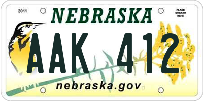 NE license plate AAK412