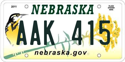 NE license plate AAK415