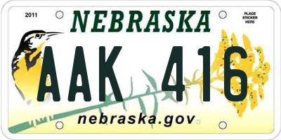 NE license plate AAK416