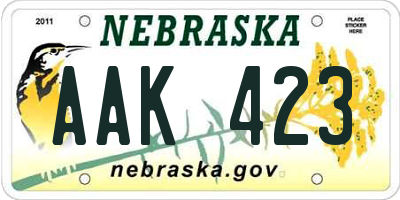 NE license plate AAK423