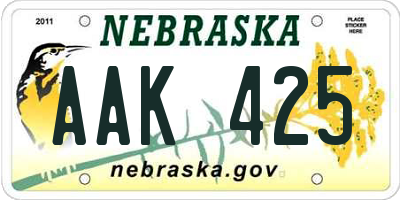 NE license plate AAK425