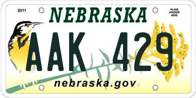 NE license plate AAK429