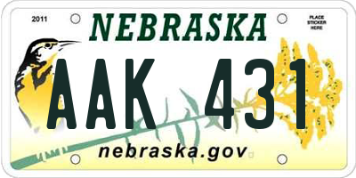 NE license plate AAK431