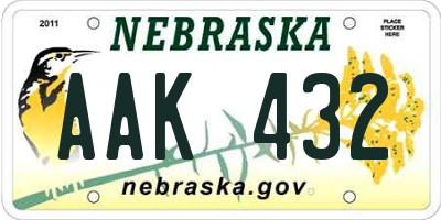 NE license plate AAK432