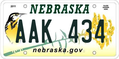 NE license plate AAK434