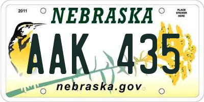 NE license plate AAK435