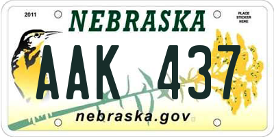 NE license plate AAK437