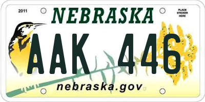 NE license plate AAK446