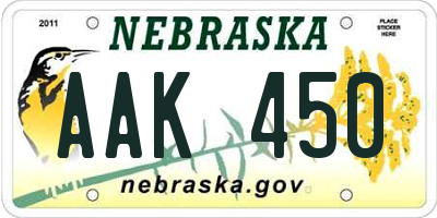 NE license plate AAK450