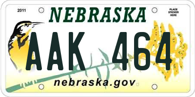 NE license plate AAK464
