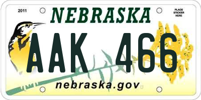 NE license plate AAK466