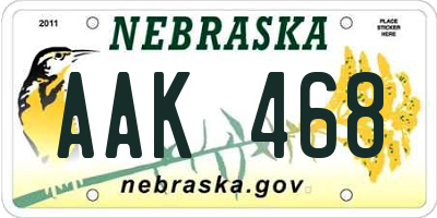 NE license plate AAK468