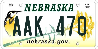 NE license plate AAK470