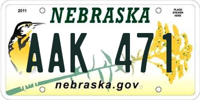 NE license plate AAK471