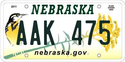 NE license plate AAK475